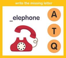 write the missing letter,illustration, vector