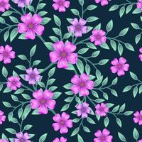 Colorful botanical seamless floral pattern on dark background. vector