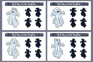 Encuentra el juego educativo correcto de sombras de fantasmas para niños. vector