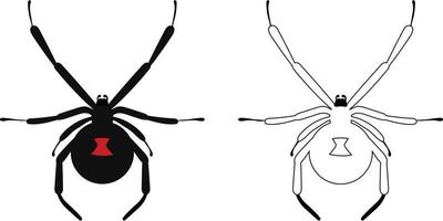 Black Widow Poisonous Spider Vector Illustration. Halloween Clipart.