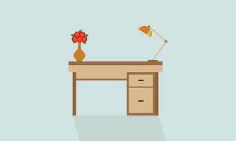 table design with a table lamp and flower vase vector