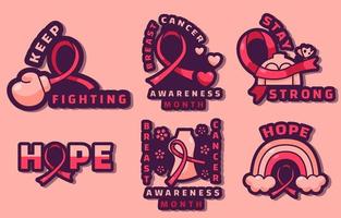 Breast Cancer Sticker Collections vector
