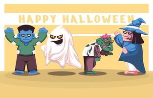 conjunto de personajes de monstruos de halloween vector