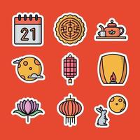 conjunto de iconos del festival del medio otoño vector