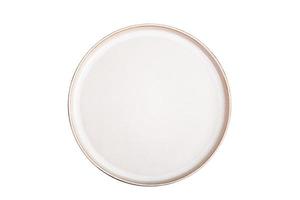 Placa de cerámica beige sobre un fondo blanco. foto