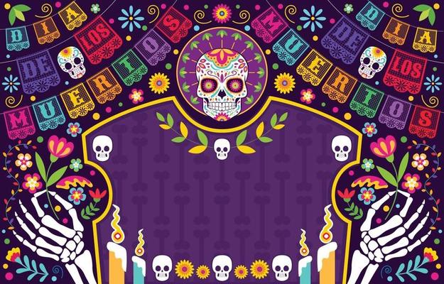 Dia De Los Muertos Background Template 3240741 Vector Art at Vecteezy