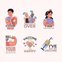 Set of After Vaccination Sticker vector
