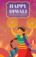 indios celebrando el feliz diwali vector
