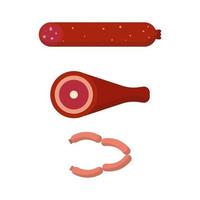 Set of meat illusrations. Vector in flat design