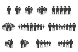 Set of people icons in trendy flat style. Crowd signs. Vector