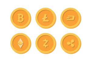Set of cryptocurrency icons. Vector illustration in flat design