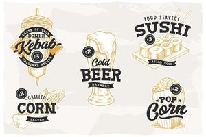 Street Food Emblems Vector Set