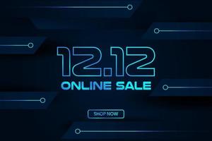 Cyber online 12.12 sale banner template Techno futuristic theme vector