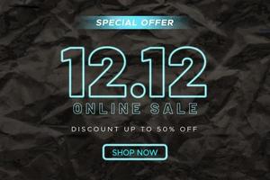 Cyber online 12.12 sale banner template Techno futuristic theme vector