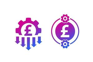 cost reduction icons with pound vector