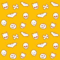 halloween seamless pattern with skulls, bats, pumpkins, vampires vector