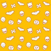 halloween seamless pattern with skulls, bats, pumpkins, vampires vector