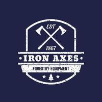 Forestry Equipment logo, vintage emblem with axes vector