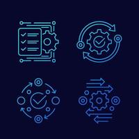 project management, efficiency line icons, vector