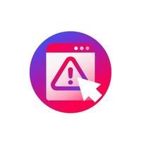 Error, warning window icon for web vector