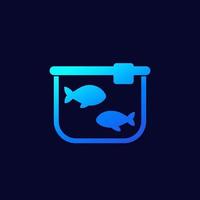 Aquarium with fish icon with gradient vector