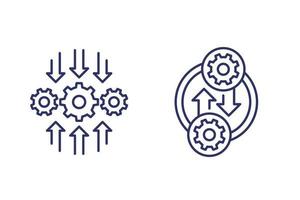 Integration or optimization software line icons vector