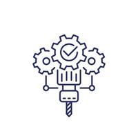 CNC machine line icon on white vector