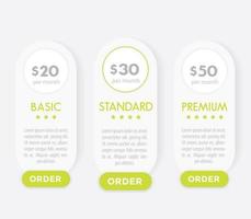 Banner for tariffs with price, vector template