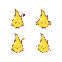 Cute fire character illustration smile happy mascot logo kids play vector