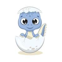 Cute baby dinosaur illustration. Vector cartoon illustration.