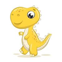 Cute baby dinosaur illustration. Vector cartoon illustration.