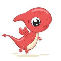 Cute baby dinosaur illustration. Vector cartoon illustration.