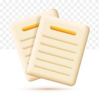 Documents icon. stack of paper sheets. business icon. 3d vector