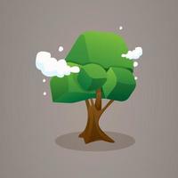 estilo de dibujos animados de árbol verde. elemento de un parque o bosque en un estilo 3d. vector