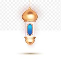 islamic latern 3d blue on white transparent background vector