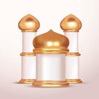 3d crescent moon and arabic lanterns luxury ramadan decorations vector