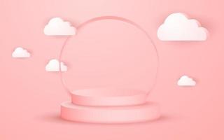 3d pink podium vector