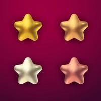 3d stars cartoon style collection set vector