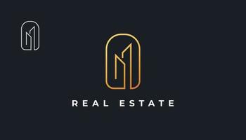 Minimalist Gold Real Estate Logo Design with Line Style vector