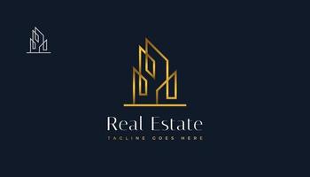 Luxury Gold Real Estate Logo Design with Line Style vector