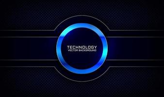 Abstract 3D navy blue technology background with circle metal effect vector