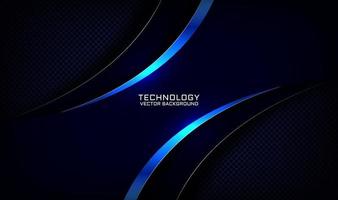 Abstract 3D navy blue technology background with curved metal effect vector