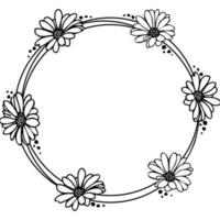 Daisy wreath for wedding invitations cards. vector