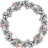 Mistletoe floral circle wreath for christmas time vector