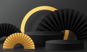 Black Friday round podium with with craft style on background. vector