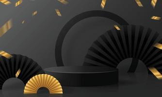 Black Friday round podium with with craft style on background. vector