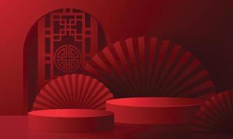 podio escenario redondo podio año nuevo chino, festival del medio otoño vector