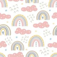 Cute rainbow seamless patterns Creative childish print vector