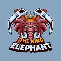 elefante rey ilustración mascotas camiseta diseño vintage vector