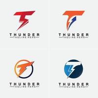 Letter T Thunder electric lightning logo vector illustration design